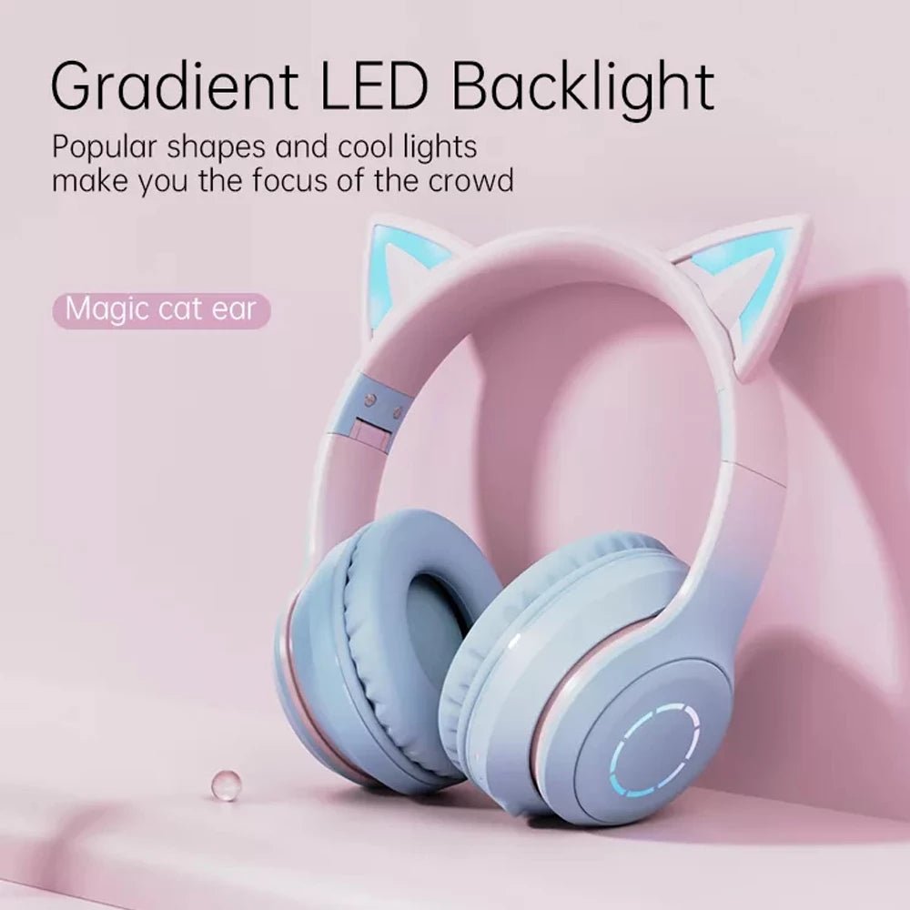 BT029C Bluetooth Wireless Headset with Detachable Mic RGB LED Adjustable Head-Mount Earphones Kids Stereo Music Cat Ear Folding Headphones BT029C Bluetooth Wireless Headset with Detachable Mic RGB LED Adjustable Head-Mount Earphones Kids Stereo Music Cat Ear Folding Headphones